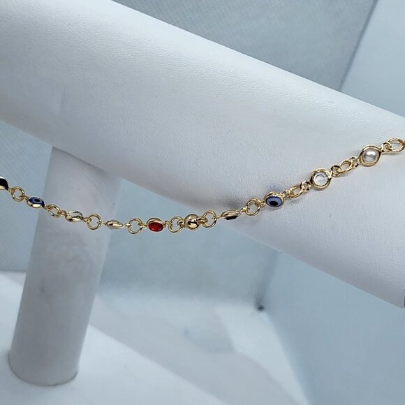 Brand New Brazilian 18k Gold Filled Blue Evil Eye w/ multi colors Anklet - Picture 2 of 4